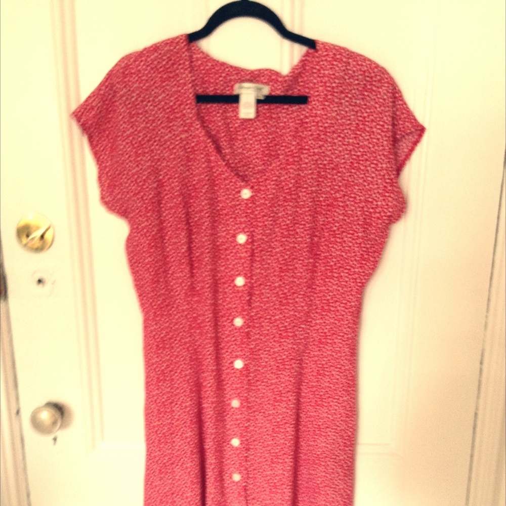 Sweetly printed red dress with lattice back tie.